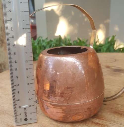 UNUSUAL COPPER PITCHER WITH LONG THIN CURVED BRASS SNOUT