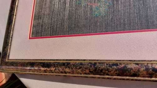 STUNNING FRAMED THAI SILK PAINTING OR TAPESTRY OF 2 CRANES - HANDWOVEN 42x47CM