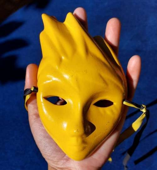 CUTE BRIGHT YELLOW DECORATIVE ENAMEL MASK