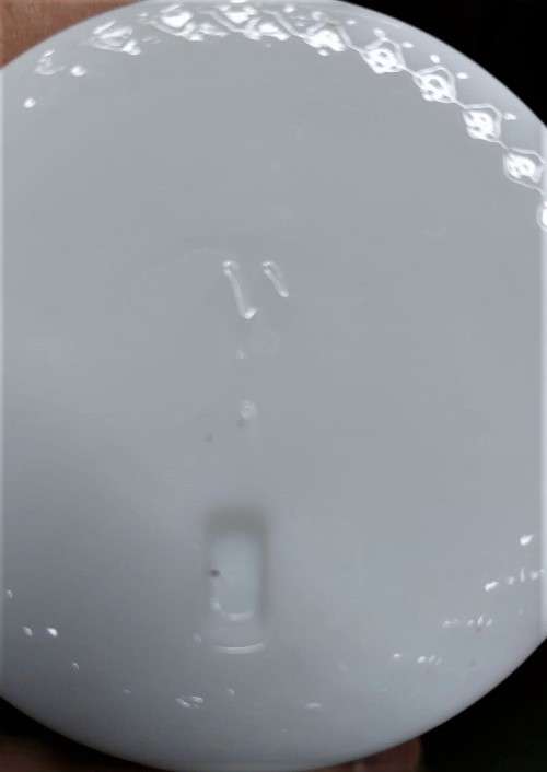 VINTAGE BELGIUM DEVOS-LEMMENS MUSTARD JAR. WHITE MILK GLASS WITH BLUE PRINTED SCENERY AND METAL LID