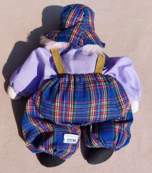 CREEPY CLOWN DOLL WITH PLASTIC FACE AND SAWDUST FILLED BODY