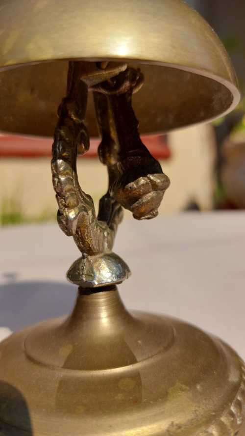 VINTAGE BRASS DESK RECEPTION HOTEL SHOP COUNTER BELL WORKING