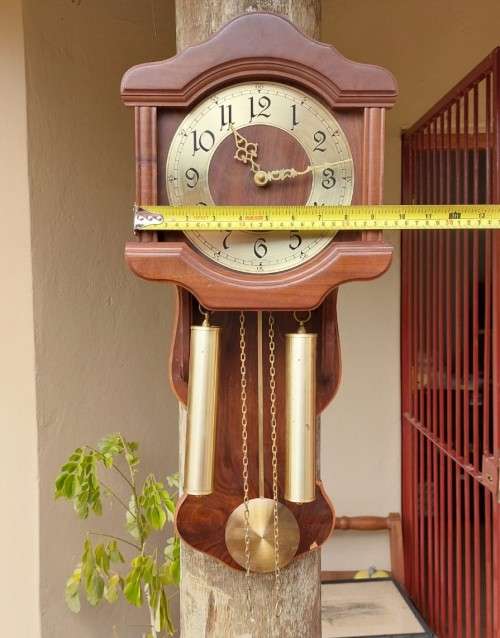 HERMLE GERMANY WOODEN QUARTZ 1217 WALL CLOCK - BODY AND PARTS COMPLETE BUT REGRETTABLY NOT WORKING