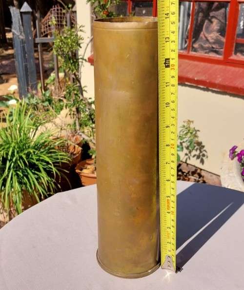 AWESOME BUSH-WAR 1972 ERA 90MM ELAND TANK HEAVY BRASS SHELL CASING FOR YOUR COLLECTION