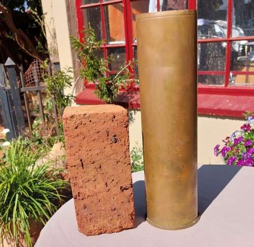 AWESOME BUSH-WAR 1972 ERA 90MM ELAND TANK HEAVY BRASS SHELL CASING FOR YOUR COLLECTION