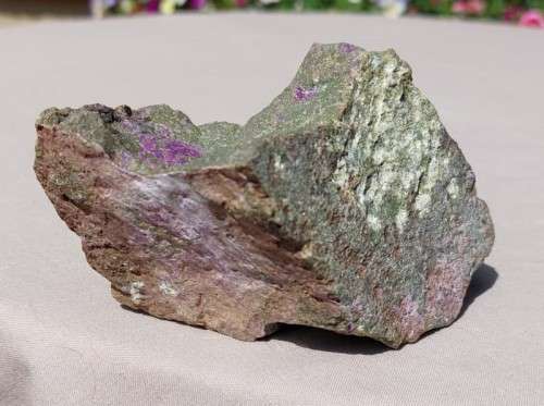 PURPLE ROCK SAMPLE OF RARE SUGILITE OR VERY RARE PURPURITE IN MANGANESE GREEN GRAY SLATE ORE