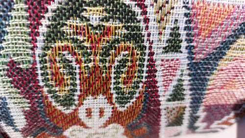 BEAUTIFUL SAFARI BRAND FABRIC STITCHED, FAUX LEATHER AND CANVAS HANDLE OVAL VANITY CASE