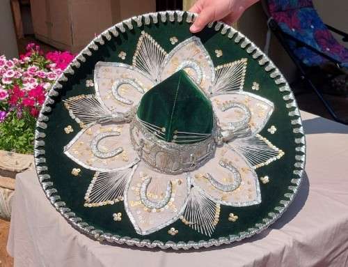 AUTHENTIC HANDMADE MEXICAN SOMBRERO HAT BY BELRI  LARGE 57CM DIAMETER