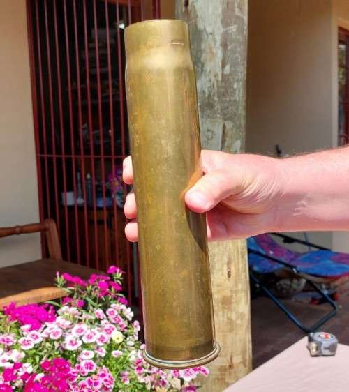 SUPER RARE 1917 HOTCHKISS WORLD WAR ONE 6 POUNDER GUN CASING