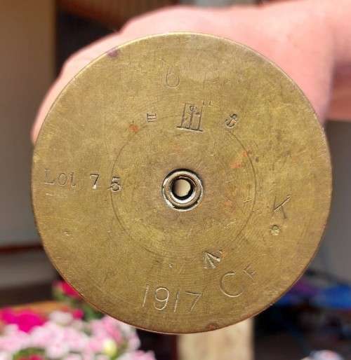 SUPER RARE 1917 HOTCHKISS WORLD WAR ONE 6 POUNDER GUN CASING