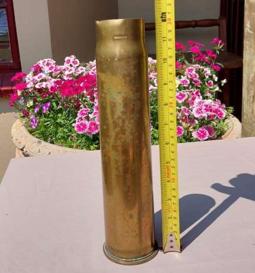 SUPER RARE 1917 HOTCHKISS WORLD WAR ONE 6 POUNDER GUN CASING