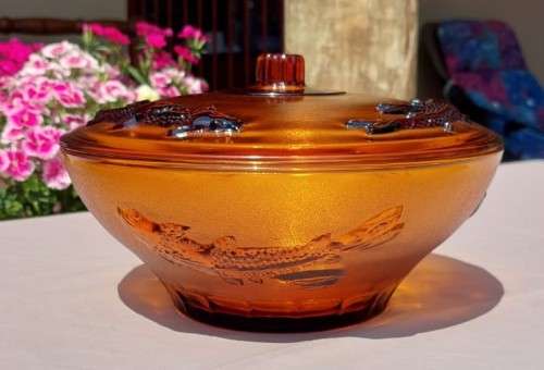STRIKING AMBER KOI FISH BOWL MADE IN INDONESIA