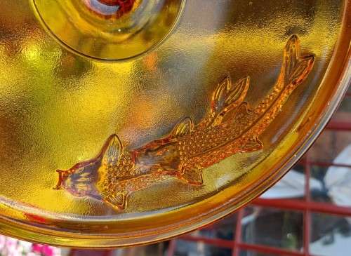 STRIKING AMBER KOI FISH BOWL MADE IN INDONESIA