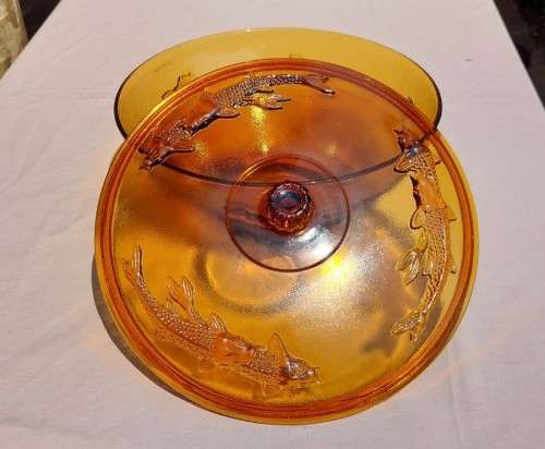STRIKING AMBER KOI FISH BOWL MADE IN INDONESIA