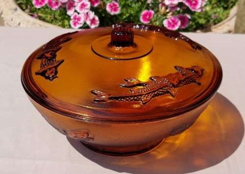 STRIKING AMBER KOI FISH BOWL MADE IN INDONESIA