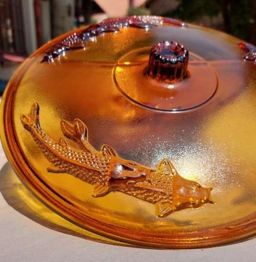 STRIKING AMBER KOI FISH BOWL MADE IN INDONESIA