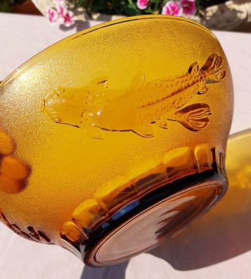 STRIKING AMBER KOI FISH BOWL MADE IN INDONESIA
