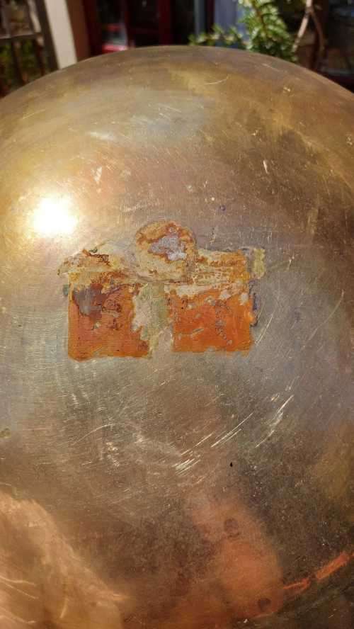 LARGE (38CM DIAMETER) VINTAGE CHINESE HEAVY BRASS DRAGON HAND ENGRAVED MOTIF BOWL