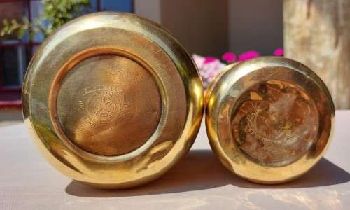 KMD ROYAL DAALDEROP DUTCH BRASS TABAK AND SIGAREN CONTAINERS c1900-1930