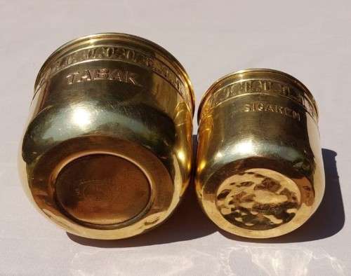 KMD ROYAL DAALDEROP DUTCH BRASS TABAK AND SIGAREN CONTAINERS c1900-1930