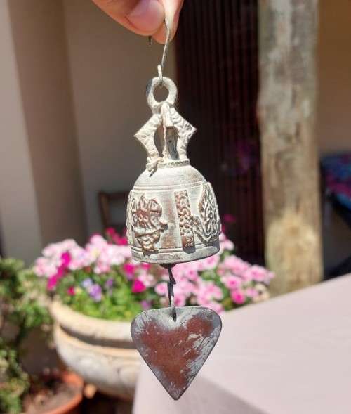 OLD BUDDHIST TEMPLE BELL BRASS/BRONZE GOOD LUCK BELL - WISH BELL - CHIME BELL  HEART BELL