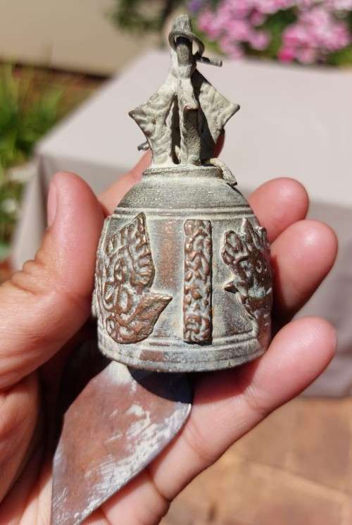 OLD BUDDHIST TEMPLE BELL BRASS/BRONZE GOOD LUCK BELL - WISH BELL - CHIME BELL  HEART BELL