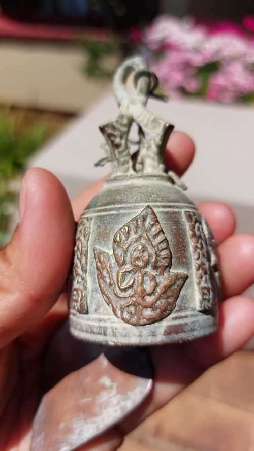 OLD BUDDHIST TEMPLE BELL BRASS/BRONZE GOOD LUCK BELL - WISH BELL - CHIME BELL  HEART BELL