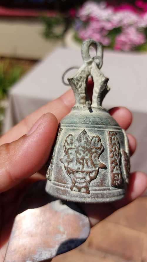 OLD BUDDHIST TEMPLE BELL BRASS/BRONZE GOOD LUCK BELL - WISH BELL - CHIME BELL  HEART BELL