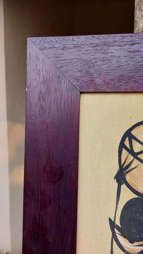 AWESOME ORIGINAL LARGE (105CM HIGH) AFRICAN LINE ART ACRYLLIC ON CANVAS PAINTING FRAMED