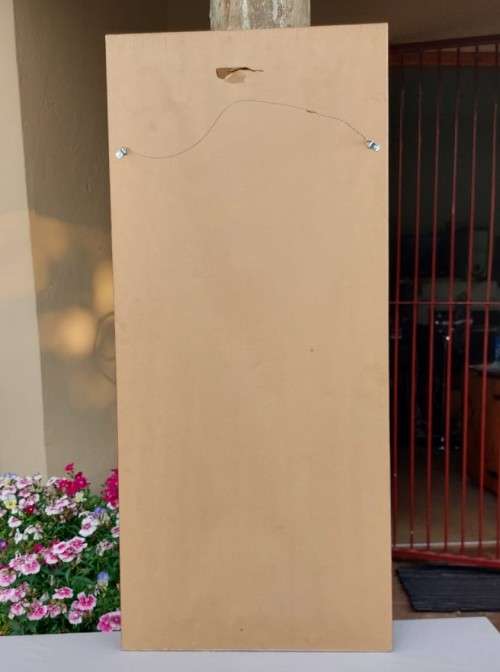 AWESOME ORIGINAL LARGE (105CM HIGH) AFRICAN LINE ART ACRYLLIC ON CANVAS PAINTING FRAMED