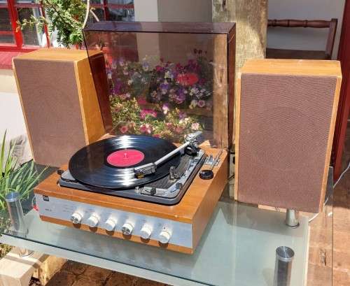 WORKING! COMPLETE! 1960S LENCO DUAL 1015 HS 31 TURNTABLE WITH INTEGRATED AMPLIFIER AND 2 SPEAKERS