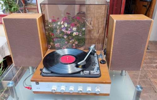 WORKING! COMPLETE! 1960S LENCO DUAL 1015 HS 31 TURNTABLE WITH INTEGRATED AMPLIFIER AND 2 SPEAKERS