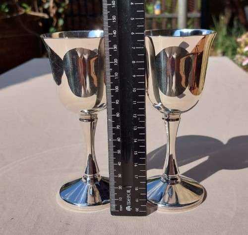 PAIR OF EMESS SOUTH AFRICAN SILVERPLATED GOBLETS