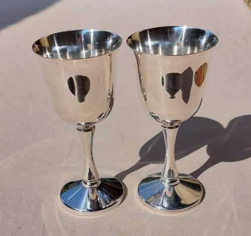 PAIR OF EMESS SOUTH AFRICAN SILVERPLATED GOBLETS