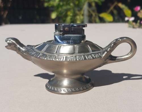 POSSIBLY A ONE OF A KIND TURTLE PEWTER TABLE LIGHTER