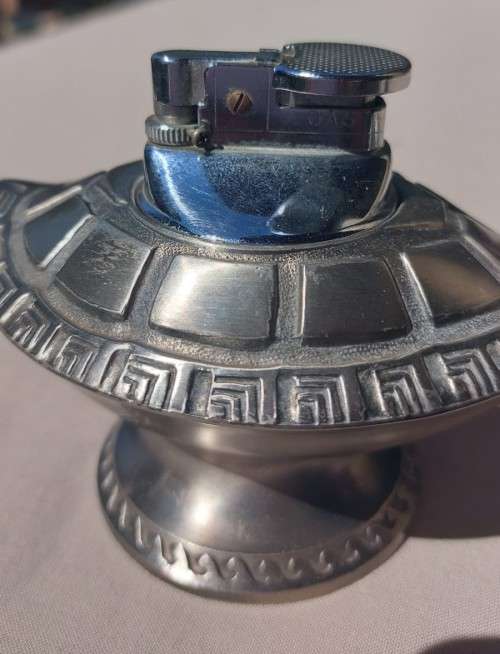 POSSIBLY A ONE OF A KIND TURTLE PEWTER TABLE LIGHTER