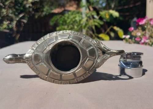POSSIBLY A ONE OF A KIND TURTLE PEWTER TABLE LIGHTER