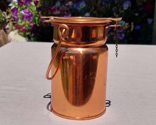 ROYAL SABLE ZIMBABWE COPPER MILK CAN SMALL SIZE (12CM HIGH TO TOP LID HANDLE DOWN) 2ND OF 3 MILK CAN