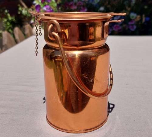 ROYAL SABLE ZIMBABWE COPPER MILK CAN SMALL SIZE (12CM HIGH TO TOP LID HANDLE DOWN) 2ND OF 3 MILK CAN