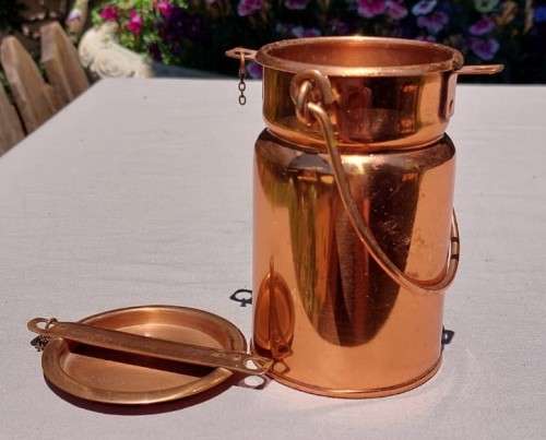 ROYAL SABLE ZIMBABWE COPPER MILK CAN SMALL SIZE (12CM HIGH TO TOP LID HANDLE DOWN) 2ND OF 3 MILK CAN