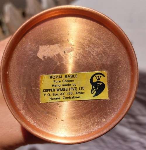 ROYAL SABLE ZIMBABWE COPPER MILK CAN SMALL SIZE (12CM HIGH TO TOP LID HANDLE DOWN) 2ND OF 3 MILK CAN