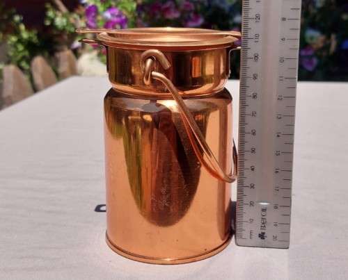 ROYAL SABLE ZIMBABWE COPPER MILK CAN SMALL SIZE (12CM HIGH TO TOP LID HANDLE DOWN) 2ND OF 3 MILK CAN