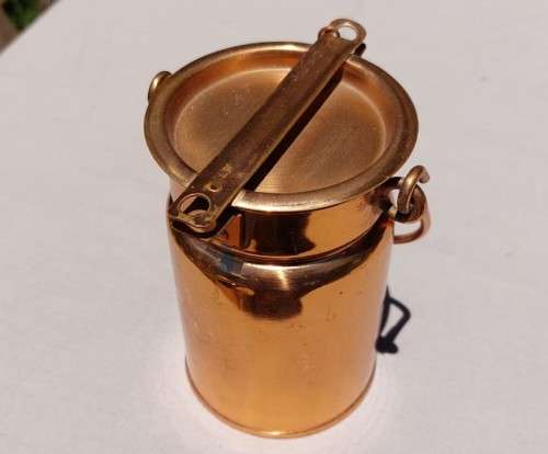 ROYAL SABLE ZIMBABWE COPPER MILK CAN SMALL SIZE (12CM HIGH TO TOP LID HANDLE DOWN) 2ND OF 3 MILK CAN