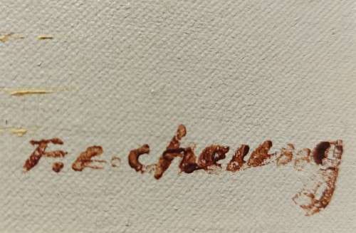 FAMOUS HONG KONG ARTIST FC CHEUNG  ORIGINAL SIGNED OIL ON CANVAS PAINTING OF CHINESE JUNK BOATS