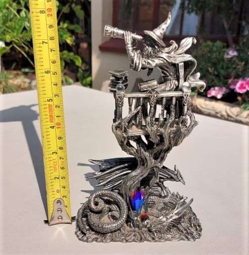 A ONE YEAR ONLY PIECE! - THE 2012 ASTROLOGER WITH HIS DRAGON FIGURINE - HEAVY PEWTER - BY J. ASCOUGH