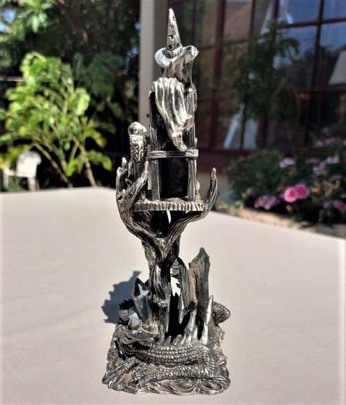 A ONE YEAR ONLY PIECE! - THE 2012 ASTROLOGER WITH HIS DRAGON FIGURINE - HEAVY PEWTER - BY J. ASCOUGH