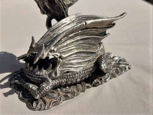 A ONE YEAR ONLY PIECE! - THE 2012 ASTROLOGER WITH HIS DRAGON FIGURINE - HEAVY PEWTER - BY J. ASCOUGH