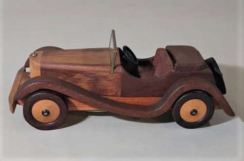 FANTASTIC WOODEN JAGUAR SS-100 FROM 1936 - HANDMADE FROM 7 DIFFERENT WOODS!
