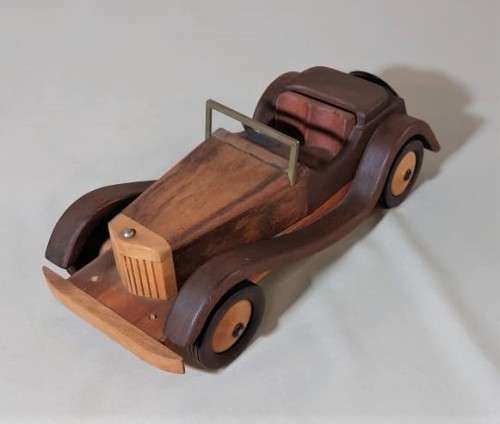 FANTASTIC WOODEN JAGUAR SS-100 FROM 1936 - HANDMADE FROM 7 DIFFERENT WOODS!