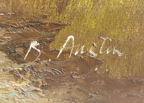 COLORFUL B AUSTIN ORIGINAL LANDSCAPE OIL PAINTING LARGE 96CM W 66CM H